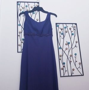 Deep Blue Bridesmaid dress with beaded waist